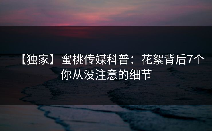 【独家】蜜桃传媒科普：花絮背后7个你从没注意的细节